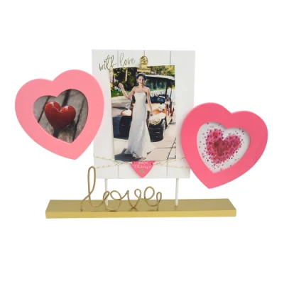 Moldura de combinação de fotos de casamento em formato de coração para decoração de casa