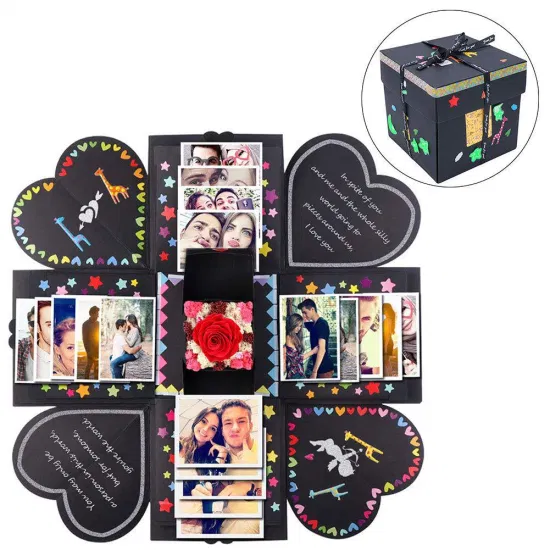 Conjunto de álbum de recortes de caixa de explosão artesanal com 6 faces para memórias de Natal e casamento